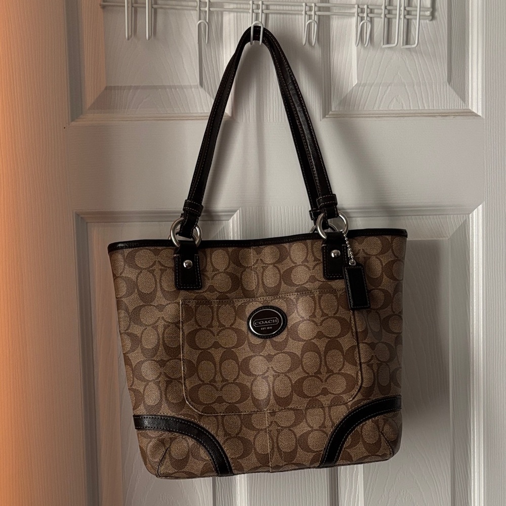 Coach Tan and Brown Signature Tote